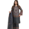 Trendy Pakistani Three-Piece Suit for Women – AC Cotton Kameez with Mirror Work, Printed Salwar & Chiffon Dupatta | Latest Boutique Collection